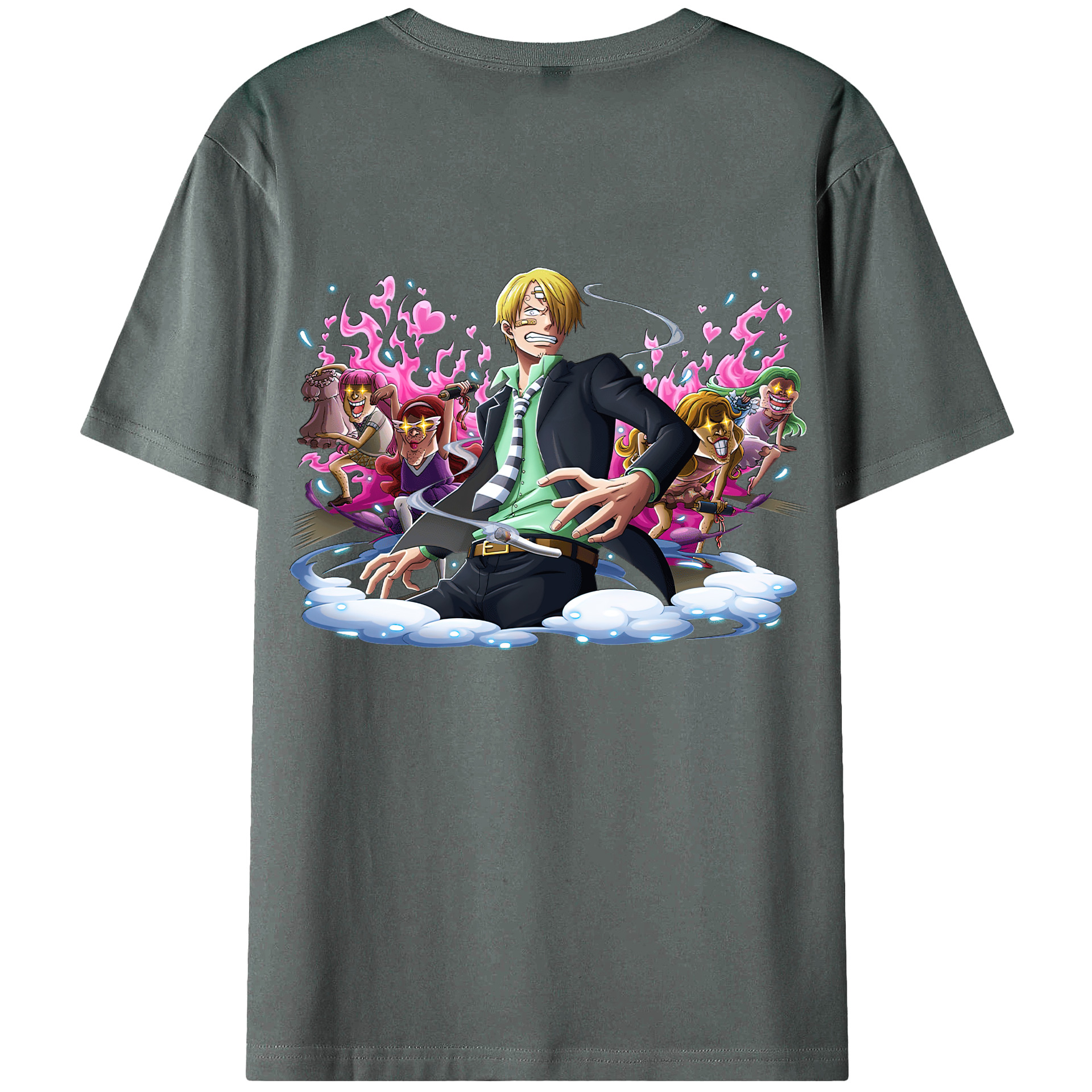 （画像用） ワンピース サンジ ONE PIECE Sanji 綿100％ メンズ半袖Tシャツ（バックプリント） 通気性